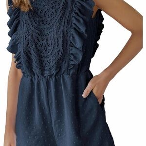 💙 NWOT 💙 Elegant Navy Ruffle Romper